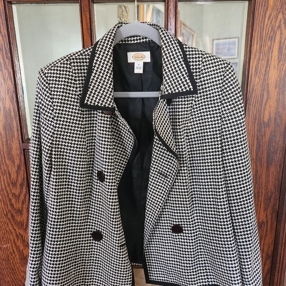 Talbots Black and White Blazer Tailored Professional Jacket